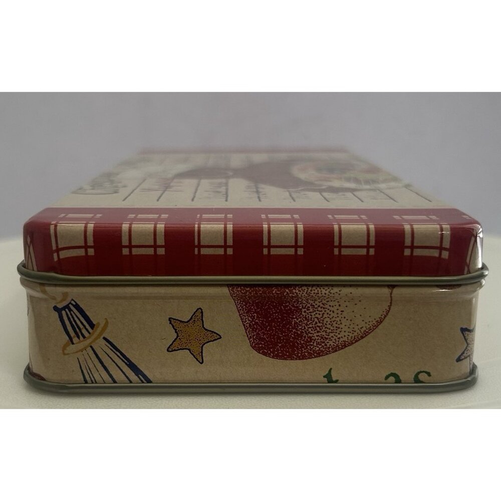 Vintage Holiday Christmas Cookie Tin Gingerbread Man Chef's Hat w/ Recipe Card - Picture 5 of 10